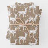 Rustic Kraft White Baby Doe Reindeers Schneeflocke Geschenkpapier Set (Beispiel)