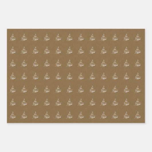 Rustic Kraft White Christmas Tree Muster Geschenk Geschenkpapier Set (Vorderseite 2)