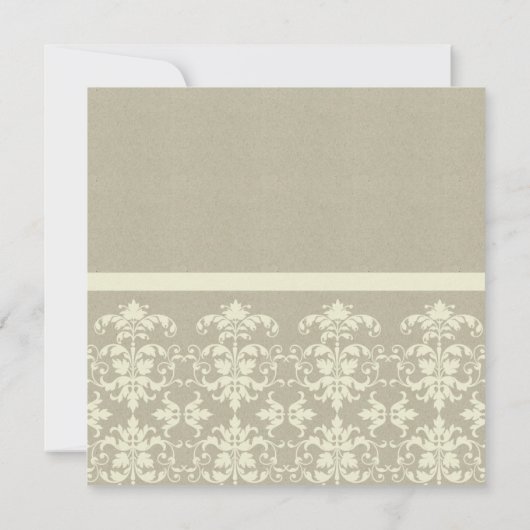 RUSTIC KRAFT WHITE DAMASK CLASSIC WORKSHOP EVENT EINLADUNG (Rückseite)