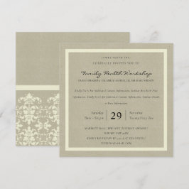RUSTIC KRAFT WHITE DAMASK CLASSIC WORKSHOP EVENT EINLADUNG