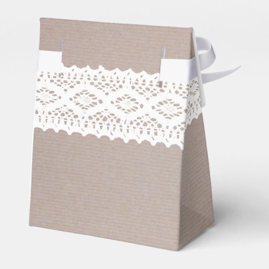 Rustic Kraft & White Lace Wedding Vielen Dank Geschenkschachtel (Rückseite)