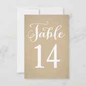 Rustic Kraft White Script Wedding Tischnummer (Vorderseite)
