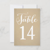 Rustic Kraft White Script Wedding Tischnummer (Rückseite)