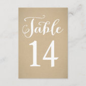 Rustic Kraft White Script Wedding Tischnummer (Vorderseite)