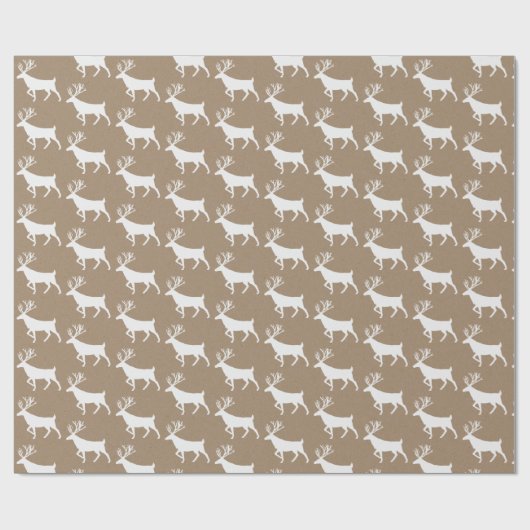 Rustic Kraft White Stag Reindeer Geschenkpapier (Flach)