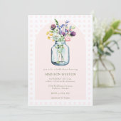 Rustic Kraft Wildblume Mason Jar Brautparty Einladung (Stehend Vorderseite)