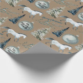 Rustic Kraft Winter Horse Individuelle Name & Sent Geschenkpapier (Ecke)