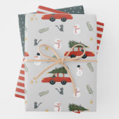 Rustic Kraft Winter Weihnachtsbaum und Schnee Geschenkpapier Set (Beispiel)