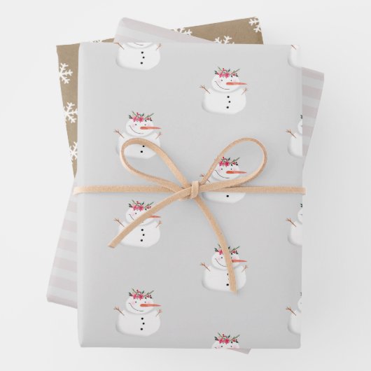 Rustic Kraft Winter Weihnachtsbaum und Schneewrapp Geschenkpapier Set (Beispiel)
