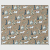 Rustic Kraft Winter White Horce & Blue Spruce Geschenkpapier (Flach)