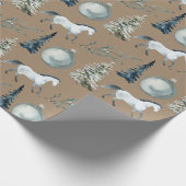 Rustic Kraft Winter White Horce & Blue Spruce Geschenkpapier (Ecke)