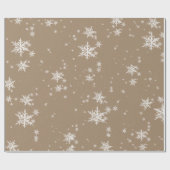 Rustic Kraft Winter White Snowflakes Matte Geschenkpapier (Flach)