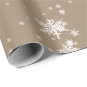 Rustic Kraft Winter White Snowflakes Matte Geschenkpapier (Rolleneckpunkt)