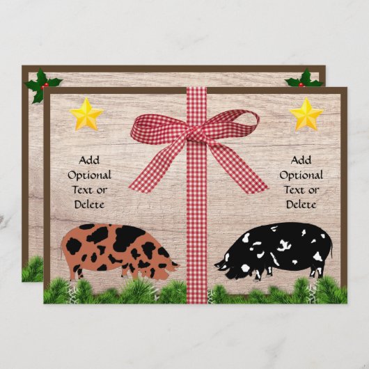 Rustic Kunekune Weihnachtsgrüßen Feiertagskarte (Vorne/Hinten)