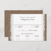 Rustic Lace and Burlap Wedding RSVP Dinner Wählen  (Vorne/Hinten)
