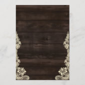 Rustic Lace and Wood Script Calligraphy Wedding Einladung (Rückseite)