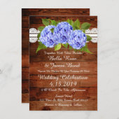 Rustic Lace Blue Hydrangea Hochzeit Einladung (Vorne/Hinten)