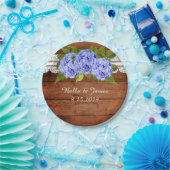 Rustic Lace Blue Hydrangea Wedding Paper Plate Pappteller (Party)