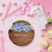 Rustic Lace Blue Hydrangea Wedding Paper Plate Pappteller (Party)