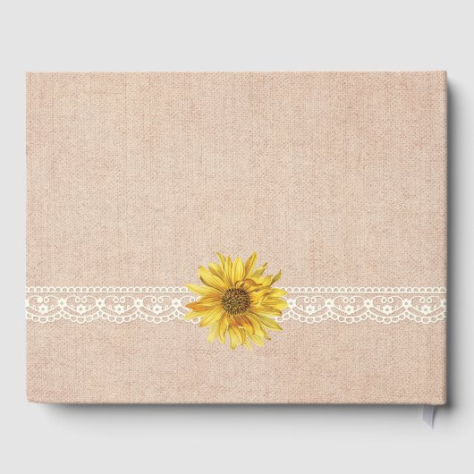 Rustic Lace & Burlap Sunflowers Wedbook Gästebuch (Rückseite)