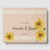 Rustic Lace & Burlap Sunflowers Wedbook Gästebuch (Vorderseite)