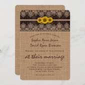 Rustic Lace Burlap Wood Wedding Einladung (Vorne/Hinten)
