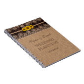 Rustic Lace Burlap Wood Wedding Planner Notizblock (Rechte Seite)