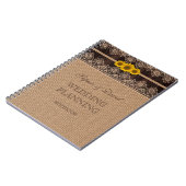 Rustic Lace Burlap Wood Wedding Planner Notizblock (Linke Seite)