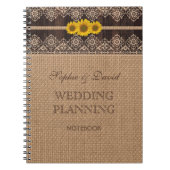 Rustic Lace Burlap Wood Wedding Planner Notizblock (Vorderseite)