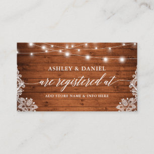Rustic Lace Calligraphy Wedding Registry Card Begleitkarte