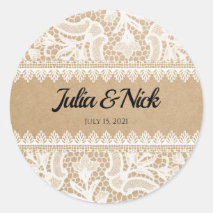 Rustic Lace Custom Vielen Dank Runder Aufkleber