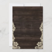 Rustic Lace Dark Wood Just Love Script Wedding Einladung (Rückseite)