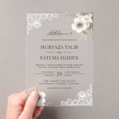 Rustic Lace Ivory Floral Islamic Wedding Acryleinladungen (Insitu (Handheld))