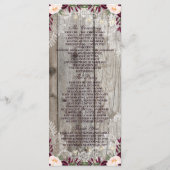 Rustic Lace Jar Wood String Lights Hochzeitsprogra Programm (Rückseite)