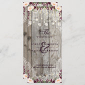 Rustic Lace Jar Wood String Lights Hochzeitsprogra Programm (Vorne/Hinten)