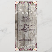 Rustic Lace Jar Wood String Lights Hochzeitsprogra Programm (Vorderseite)