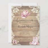 Rustic Lace,Lights Cowgirl Boots Hat Quinceañera Einladung (Vorderseite)