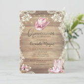 Rustic Lace,Lights Cowgirl Boots Hat Quinceañera Einladung (Stehend Vorderseite)