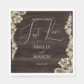 Rustic Lace Nothing Fancy Just Love Wedding Paper Serviette (Vorderseite)