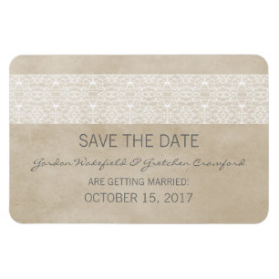 Rustic Lace Save the Date Magnet, Ivory Magnet