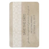 Rustic Lace Save the Date Magnet, Ivory Magnet (Vertikal)
