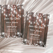 Rustic Lace String Lights Wedding Save the Date Magneteinladung