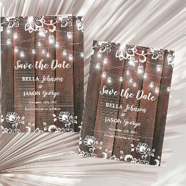 Rustic Lace String Lights Wedding Save the Date Magneteinladung