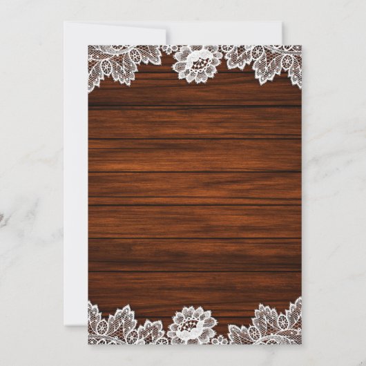 Rustic Lace Wood Wedding Save The Date (Rückseite)