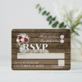 Rustic Ladder Liebe Burgundy Rose UAWG Wedding RSVP Karte (Stehend Vorderseite)