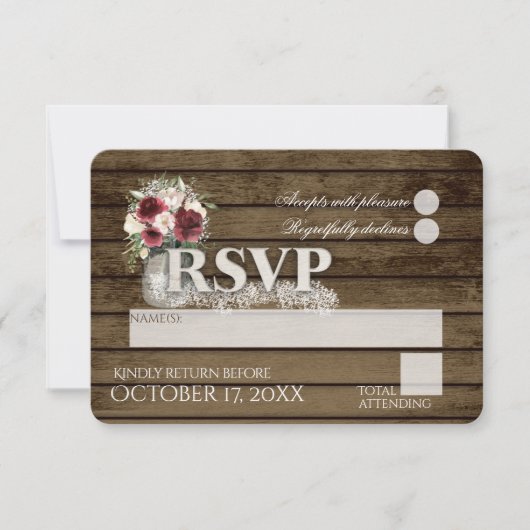 Rustic Ladder Liebe Burgundy Rose UAWG Wedding RSVP Karte (Vorderseite)
