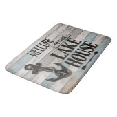 Rustic Lake House Anchor Nautical Coastal Badematte (Schrägansicht)