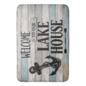 Rustic Lake House Anchor Nautical Coastal Badematte (Vorderseite Vertikal)