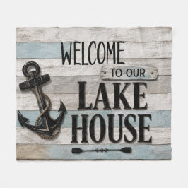 Rustic Lake House Anchor Nautical Coastal Fleecedecke