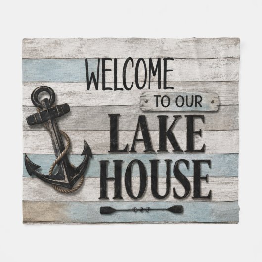 Rustic Lake House Anchor Nautical Coastal Fleecedecke (Vorderseite (Horizontal))